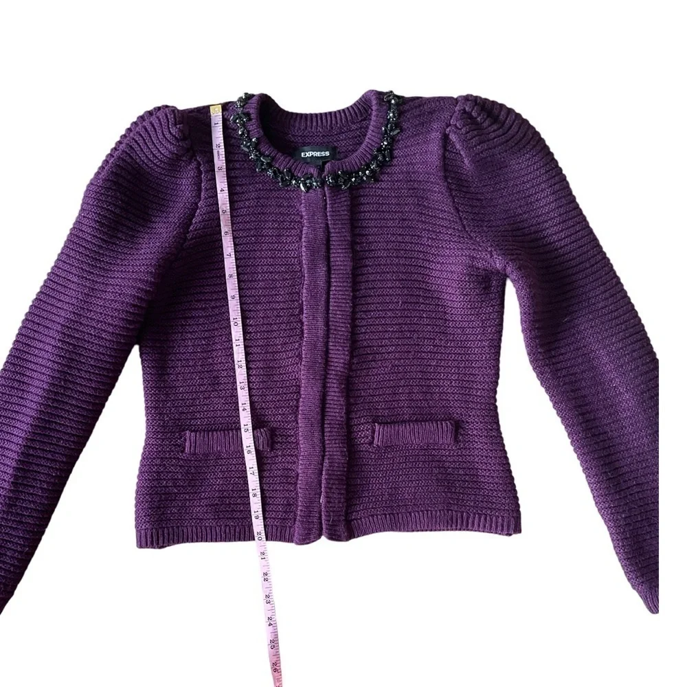 NWT Express Purple Sweater with Jeweled Neckline Size Small